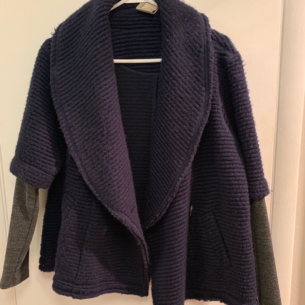 Anthropologie navy knit jacket